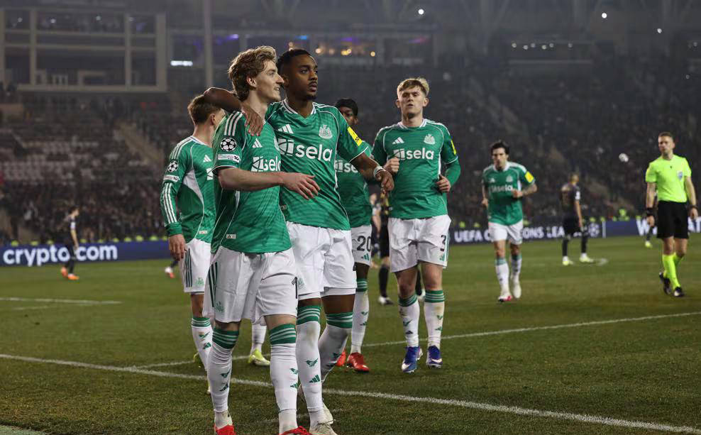 欧冠惊天大胜！安东尼-戈登独揽四球，纽卡斯尔联客场狂轰6球锁定晋级优势